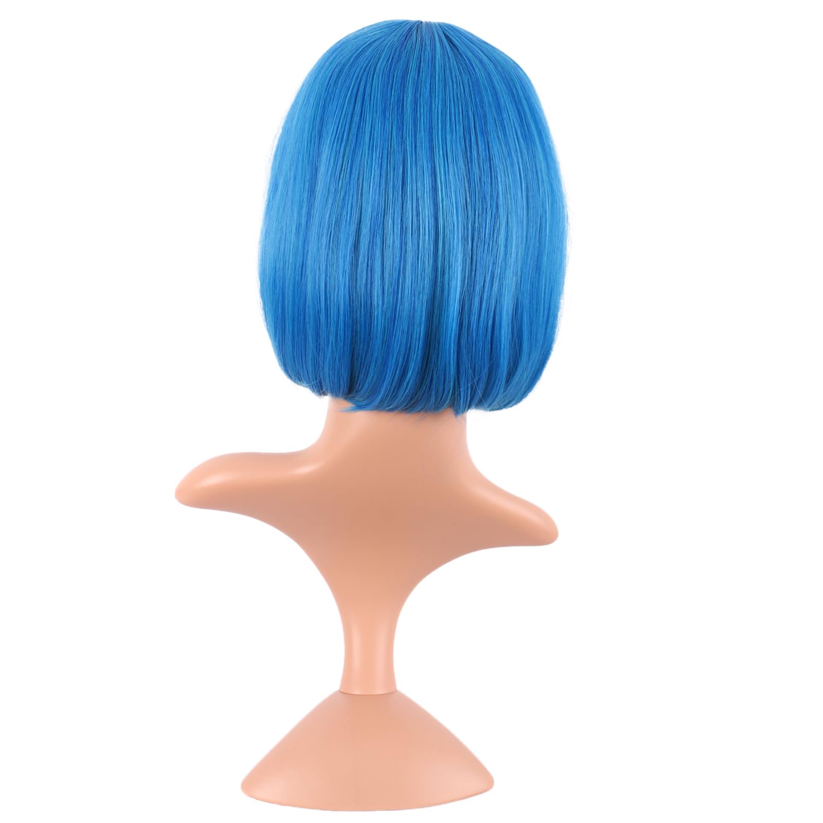 MapofBeauty 12 Inch /30 cm Fashion Lady Short Straight Synthetic Flat Bangs Bob Wig (Mixed Vivid Blue), 21.5 inch - Image 4