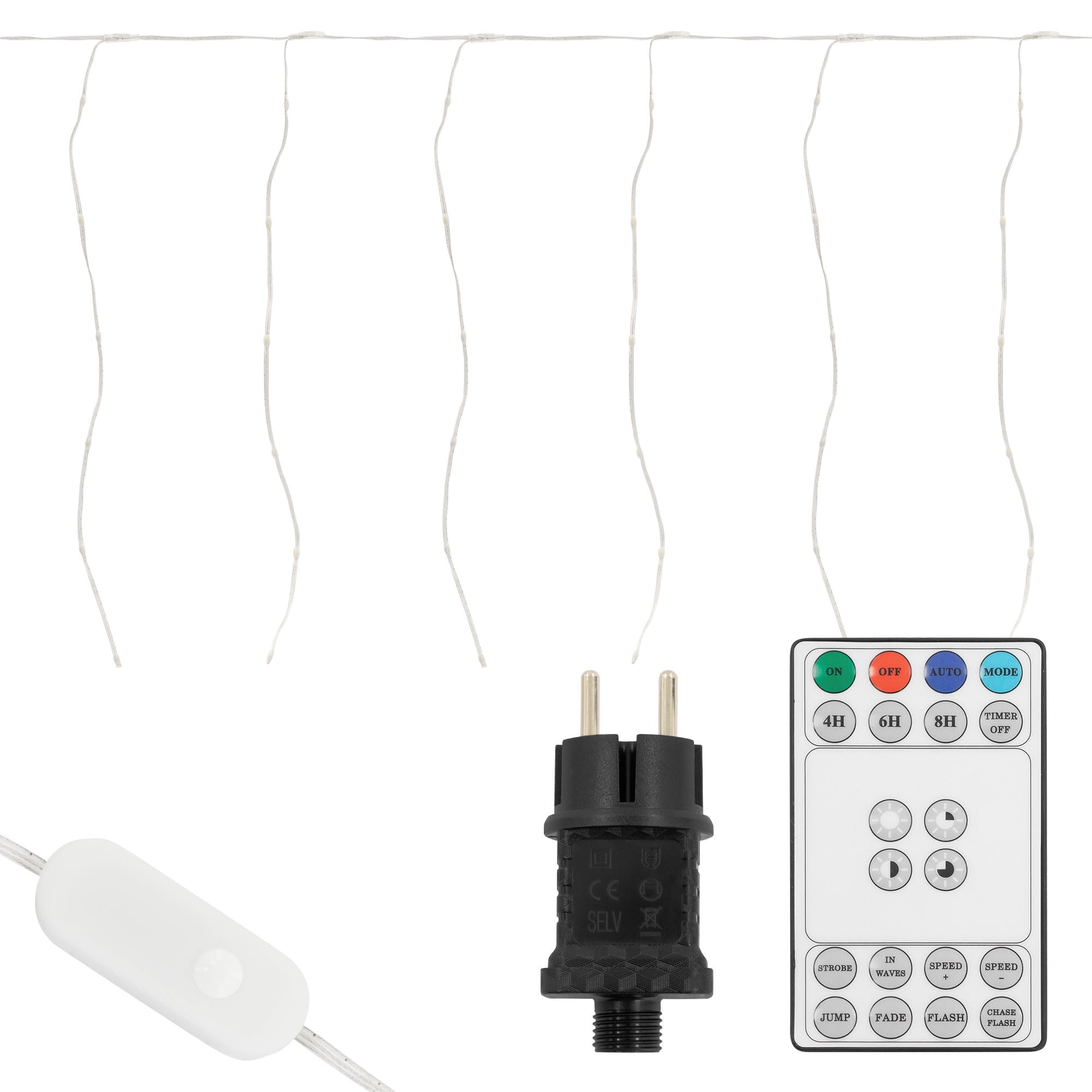 ECD Germany LED Lichtervorhang 6m, 240 LEDs Warmweiß, Timer, 19 Modi, Weihnachtsdeko Innen/Außen, 40 Stränge, LED Lichterketten Vorhang mit Fernbedienung, Weihnachten Fenster Lichterkettenvorhang