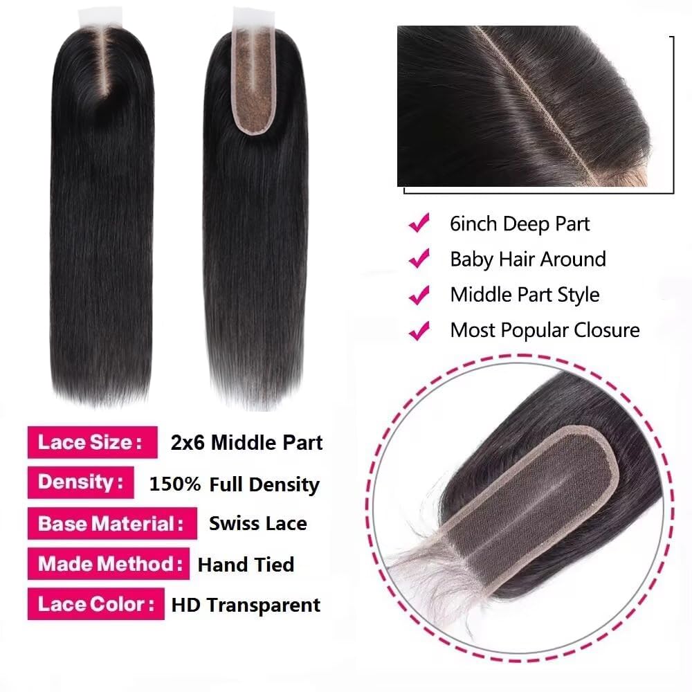 Amazon.com : QIYING 2x6 HD Lace Closure with Bundles 16 18  display picture 1