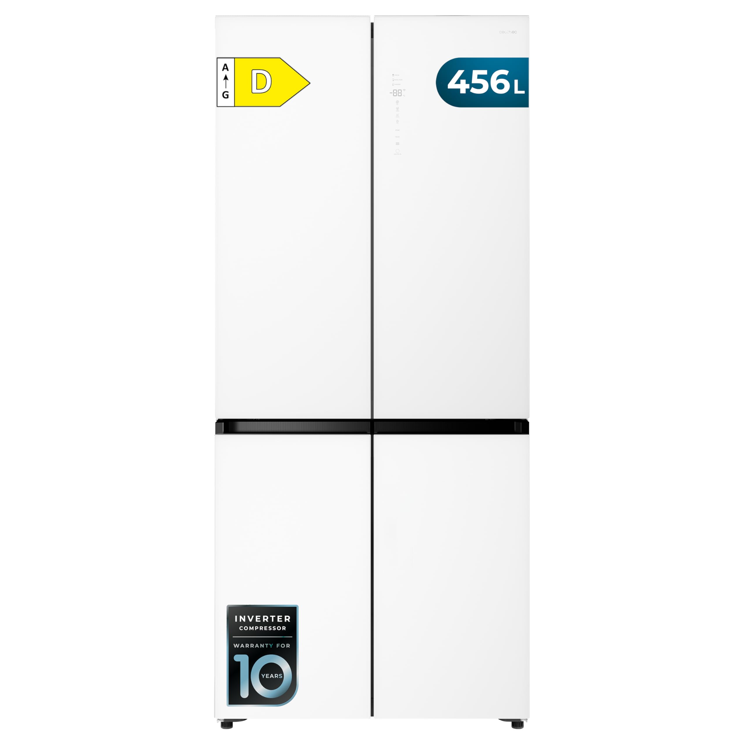 Cecotec Réfrigérateur 4 Portes No Frost 456 L Bolero CoolMarket 4D 456 SBI Blanc