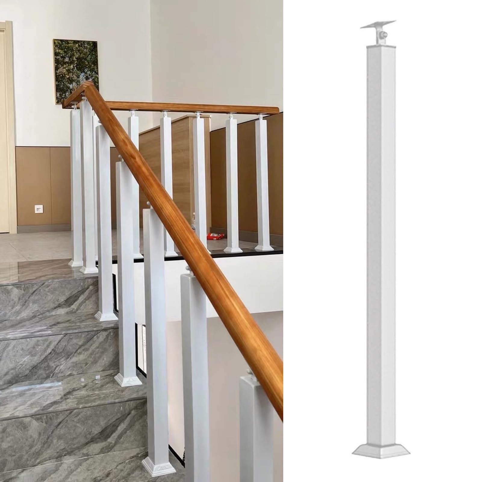 Adjustable Metal Stair Balusters Kit - Modern Square Railing Spindles with Screws, Durable il Support for Easy Indoor Staircase Renovation & Upgrade