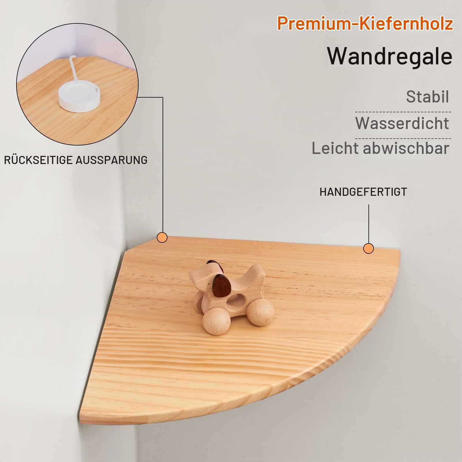 Eckregale, 3er Set Massivem Holz Eckregel Hängen mit Drahtloch