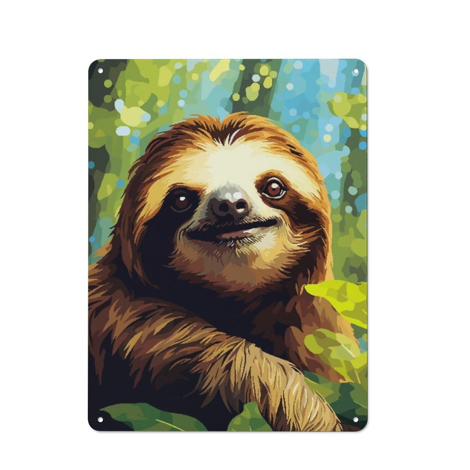 Junmoney Cute Sloth Face Pixel Art Retro Metal Plaque 40X30cm For Garage Or Workshop, Housewarming Wall Decor For People Furnishing Garage And Workshop