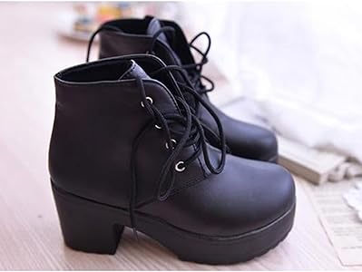 Amazon | [Yj6x] ブーツ レディース レースアップ 編み上げ 厚底 太