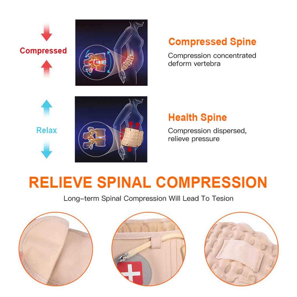 Cinturón de apoyo para la espalda de terapia de descompresión, cinturón protector de cintura para el dolor lumbar inferior, ajuste para 29-49 pulgadas
