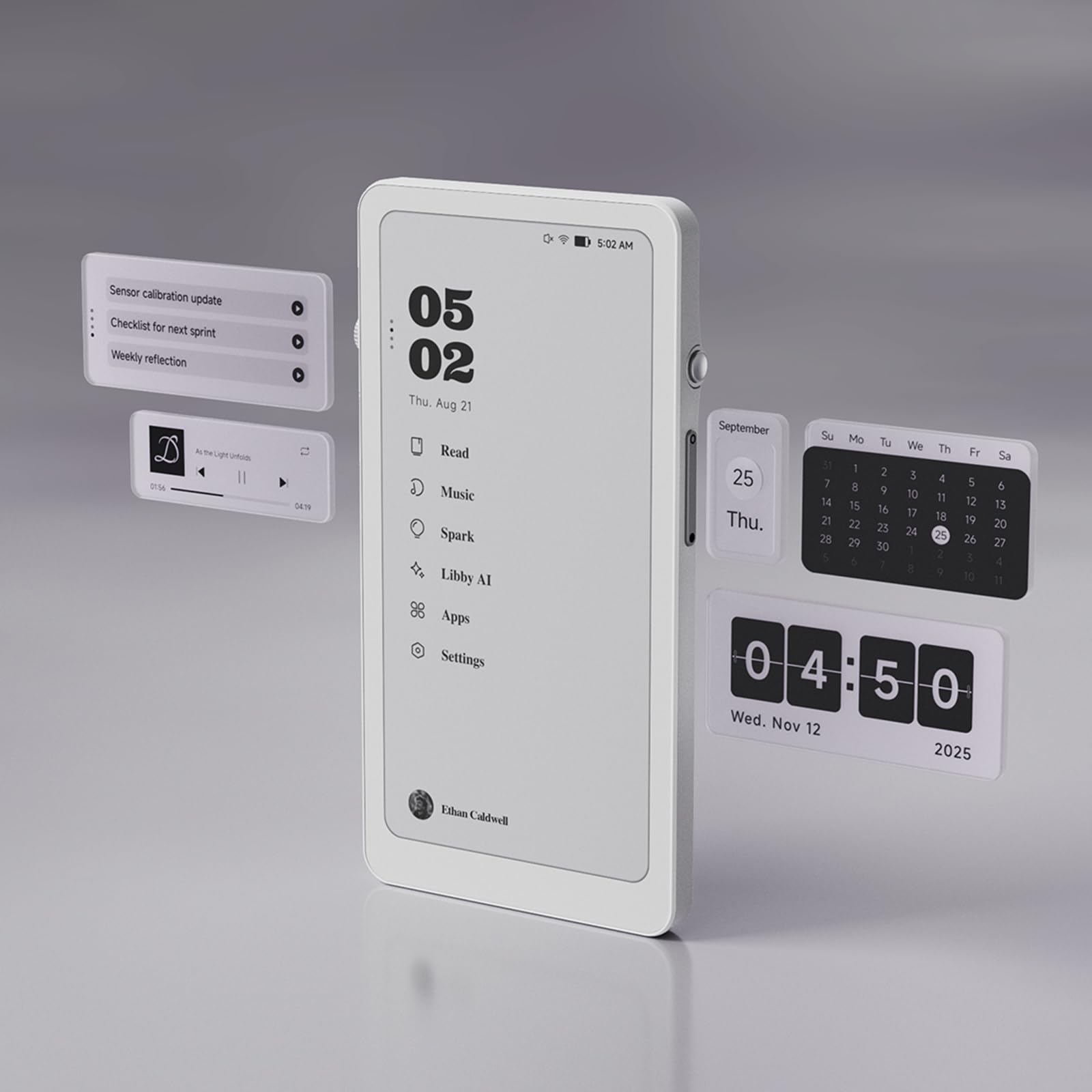 Krono – 6,1 Zoll Smart ePaper Focus Hub, 300 PPI 6G 128G Papier Tablet, mit Smart Dial – ein E-Reader, Ideenhalter und Audio-Player in einem
