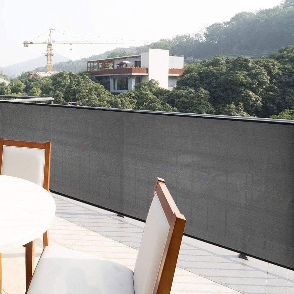 WUZMING Brise-Vue Et Pare-Soleil Pour Balcon, HDPE Résistant Aux Déchirures Protection UV Avec Oeillets Maille De Clôture Pour Jardin Bassin Balcon Arrière-Cour (Color : Grey, Size : 65x650cm