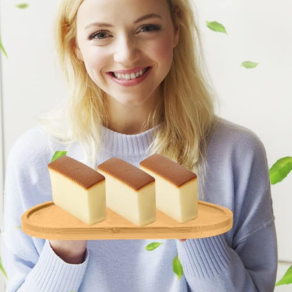 Bambusowa taca mała, 4 sztuki, owalna drewniana taca, mała, drewniana, owalna, drewniana taca, mała taca bambusowa, do podstawek, herbaty, kawy, ciasta