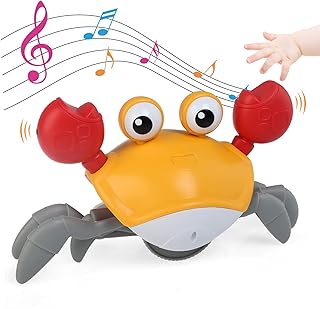 LEADSTAR Crawling Crab Baby Toy, Crawling Crab Sensory Toy with Music and Lights for Kids, Interactive Learning Development Toy with Automatically Avoid Obstacles for Boys and Girls Learning