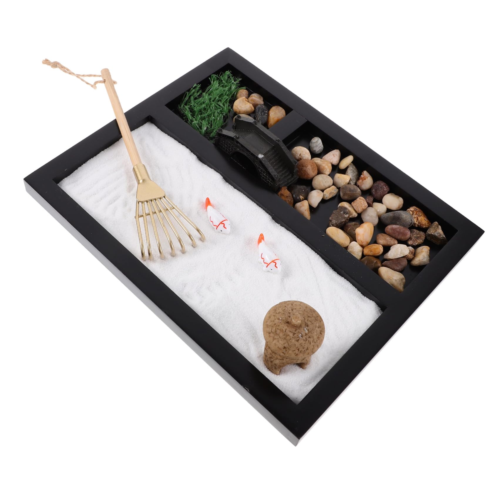 FAVOMOTO Mini Zen Garden Sand Table Ornaments Desktop Sandbox Lid Oasis Sand Art Decor
