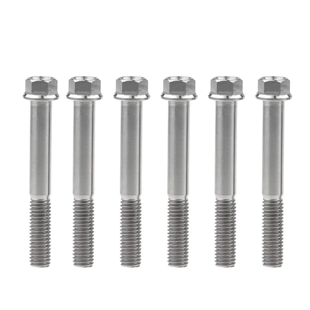 DWAMMEBRS M8x15-65mm Flange Hex Head Screws Pich 1.25mm Pack of 6 for Motorcycle Bike Parts(Titanium,M8x55mm)