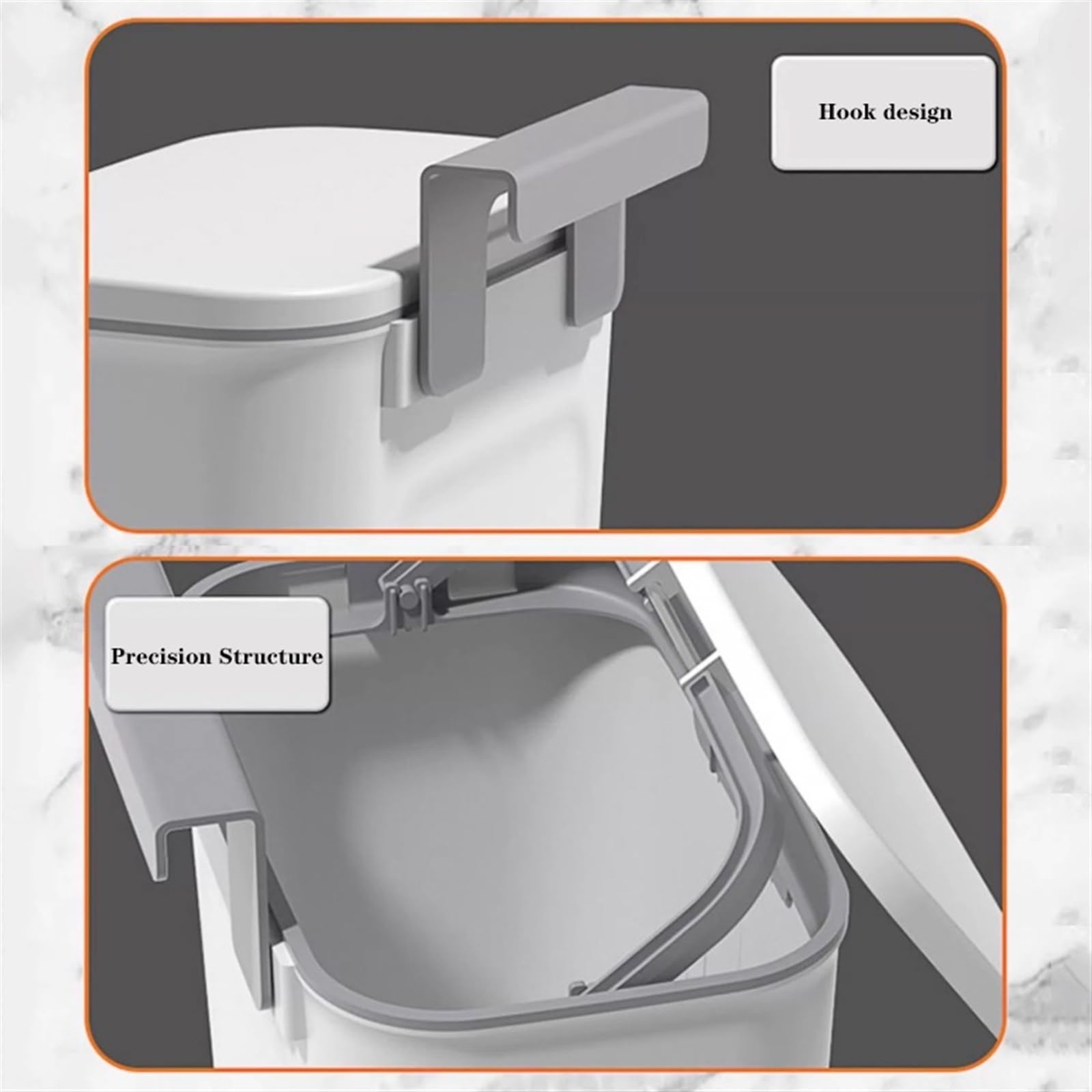 Cestino carta ufficio Pattumiera sospesa con coperchio, pattumiera da cucina da 2,4 galloni for controsoffitto o sotto il lavandino, pattumiera sottile montata a parete for armadio/bagno/camera da let