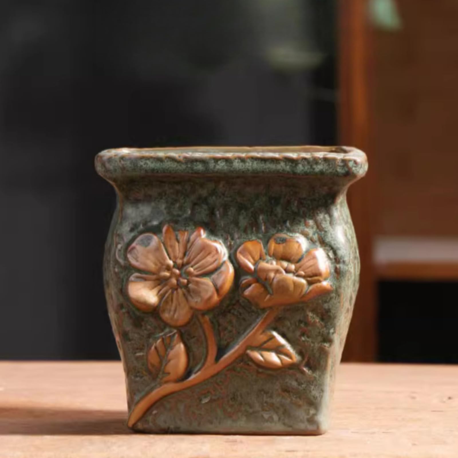 Pot de fleurs carré en céramique idéal cadeau pour amateur de bonsaï