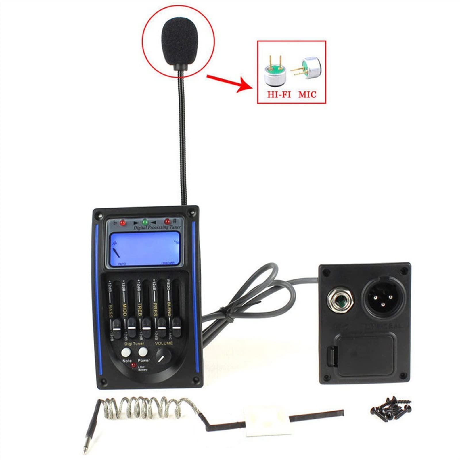5-Band-EQ-Tonabnehmer Für Akustikgitarre Mit LCD-Bildschirm Und Mikrofon-Tonabnehmer Ersatzteile für Akustikgitarren