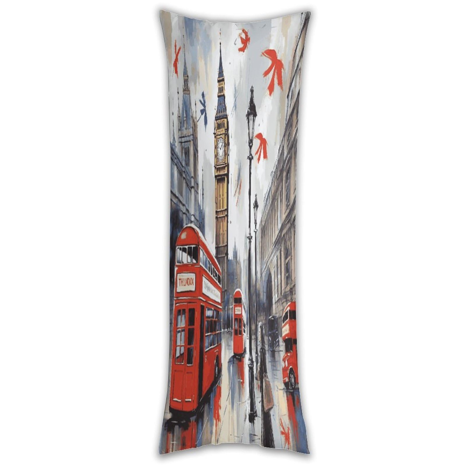 London Pillow Cases Breathable Vertical Long Pillowcase Body Pillowcase with Hidden Zipper Closure Soft and Cozy Pillow Cover 20x54 Inches for Bedroom Couch