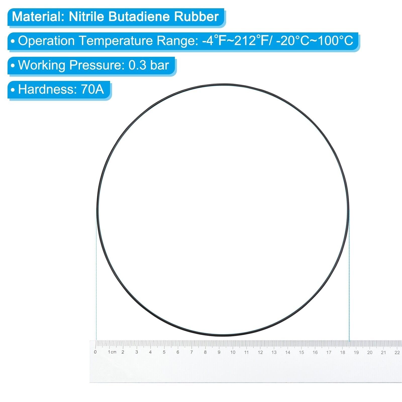 O-Ring-Kit 10 Stück 185 x 180 x 2,65 mm Nitrilkautschuk-O-Ringe metrische Dichtungen schwarz