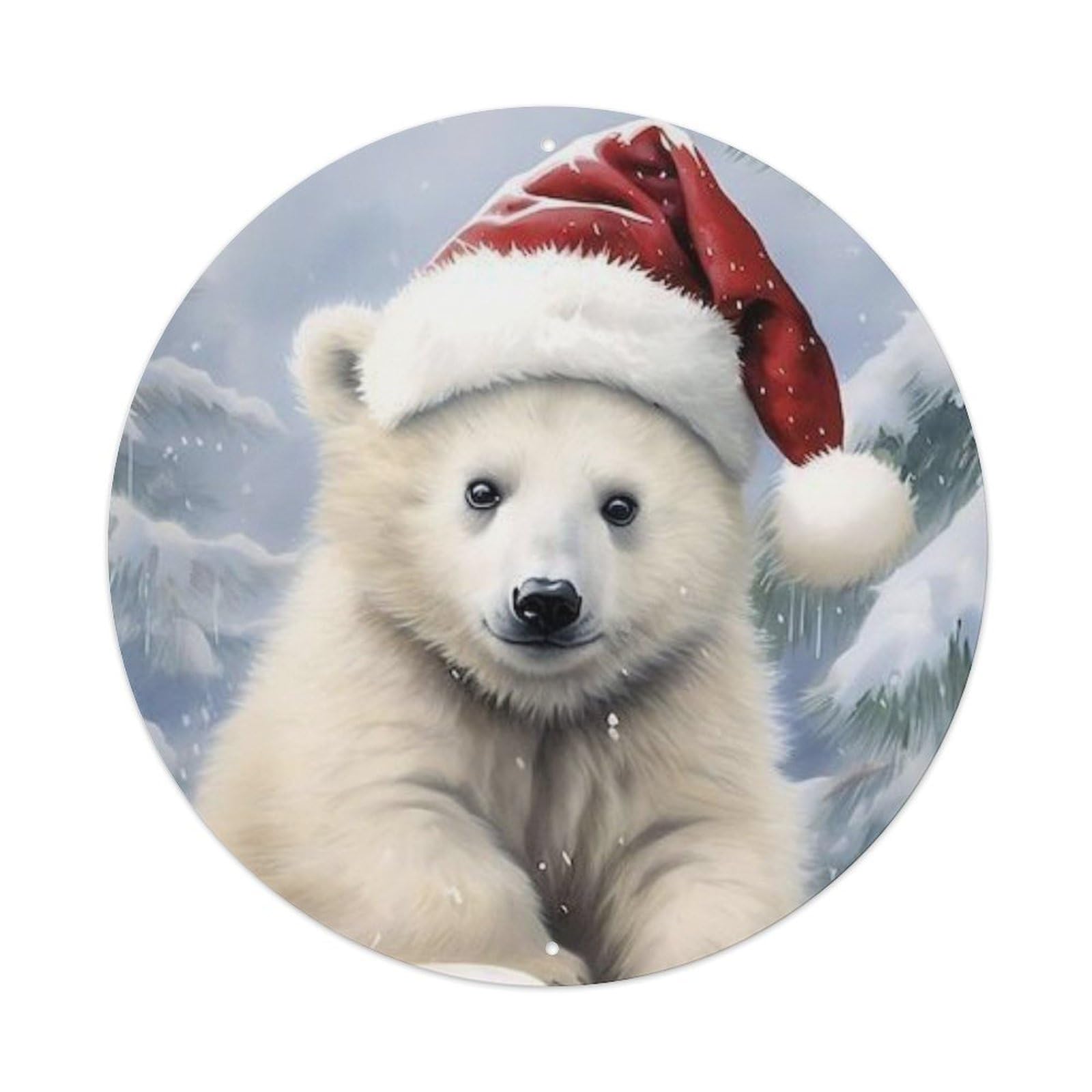 Animal Polar Bear Cub Vintage Metal Tin Sign Plaque Wall Decor for Cafe, Club Bar, Office, Garden Metal Poster 8x8Inch