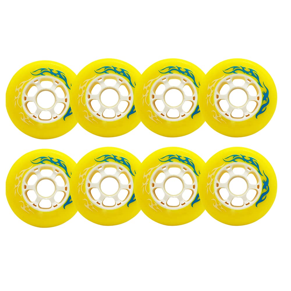 Ruedas de Repuesto para Patines en Línea Exterior Interior O Destinado A Ruedas de Repuesto para Patines, Ruedas de Entrenamiento, Ruedas de Pu Resistentes Al Desgaste de 90 mm, Amarillas, 90 mm