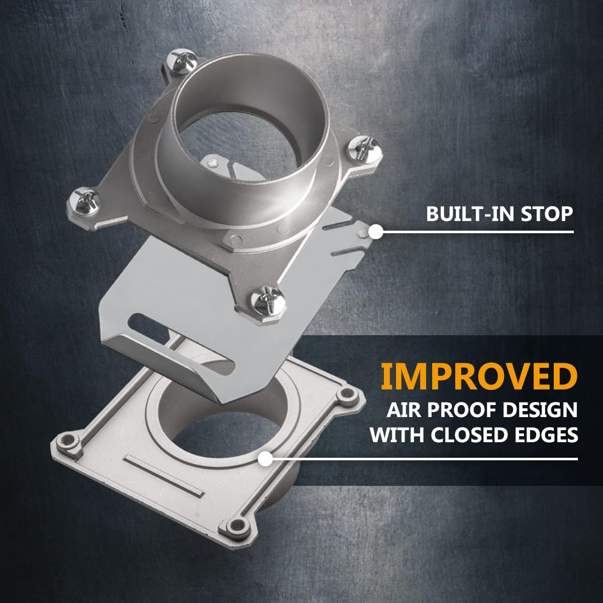 POWERTEC 70325-P4 Aluminum Blast Gate 2-1/2 Inch, w/Anti Clog and Air Leak Seal for Dust Collection, 4 PK