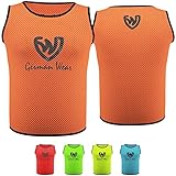 German Wear 10x Fußball Leibchen Trainingsleibchen Markierungshemd Fußballleibchen für Kinder Jugend und Erwachsene, Farbe:Orange, Bibs:Senior (L)