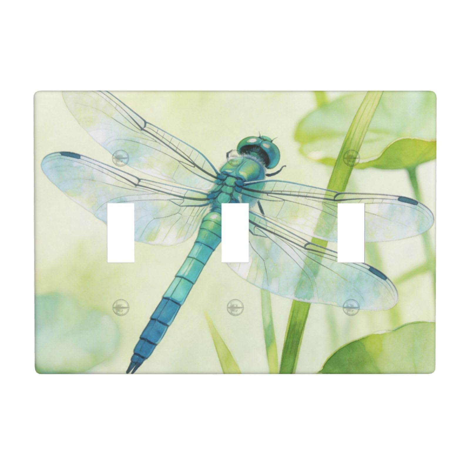 Dragonfly Wash 3 Gang Switch Plate Cover-Unbreakable Polycarbonate Wall Plate, Heat Resistant Toggle Switch Decor for Home