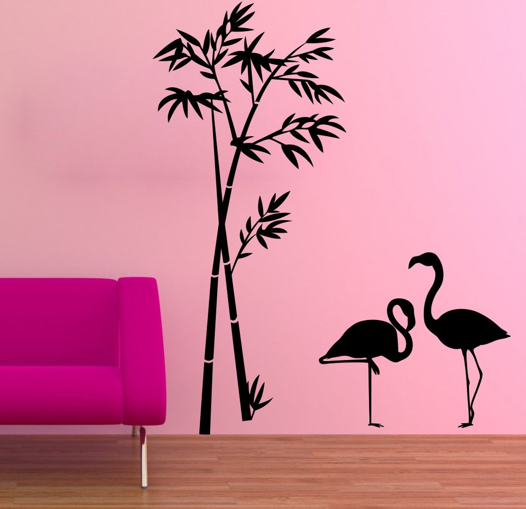 DECOR Kafe Home Decor Flamingo with Bamboo Wall Sticker, Wall Sticker for Bedroom, Wall Art, Wall Poster (PVC Vinyl, 53 X 76 cm) (B01F5B6VQ0) Amazon Price History, Amazon Price Tracker