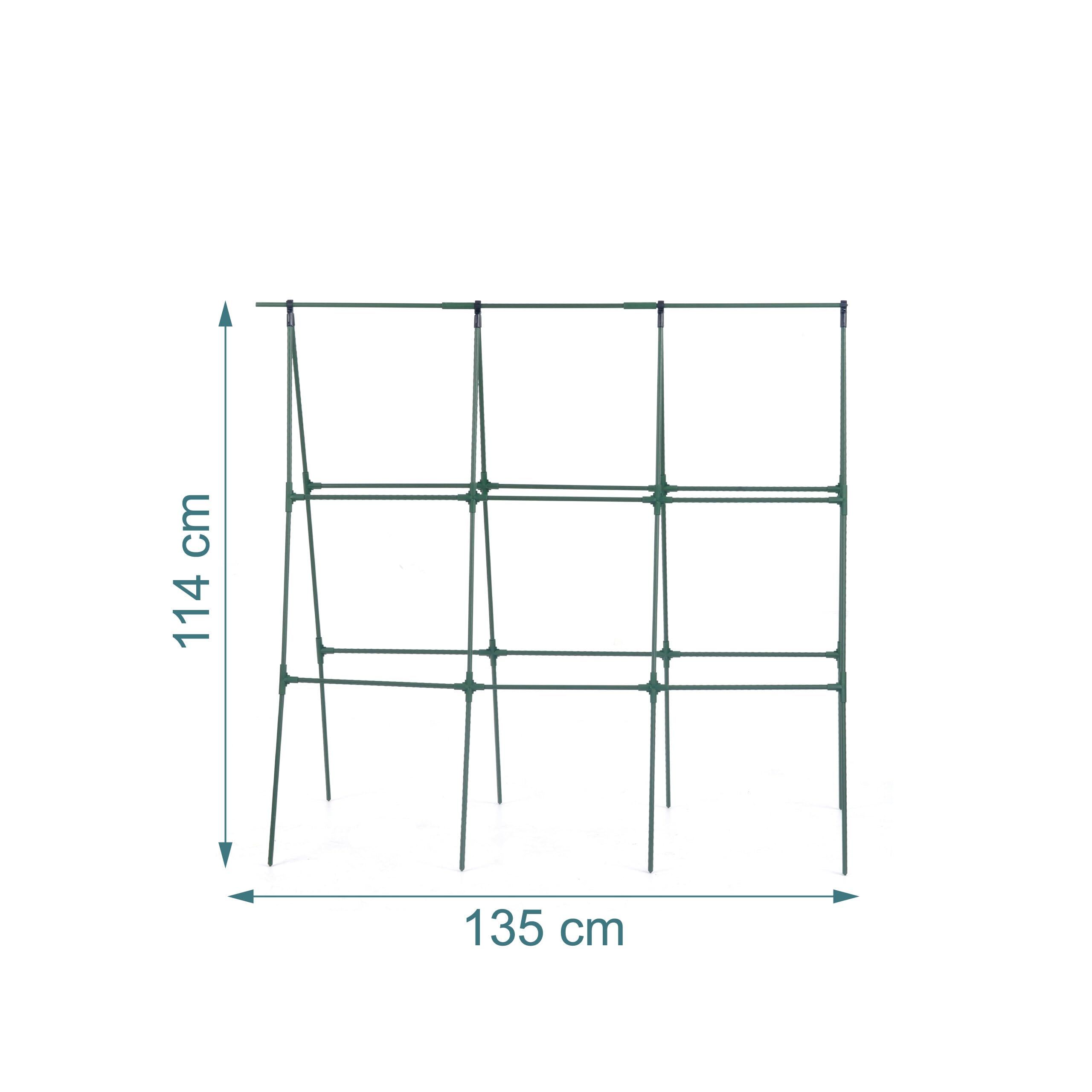 Relaxdays Tuteur pour concombres, Forme en A, H x L : 114 x 135 cm, Treillis pour Plantes grimpantes, Acier/PE, Vert