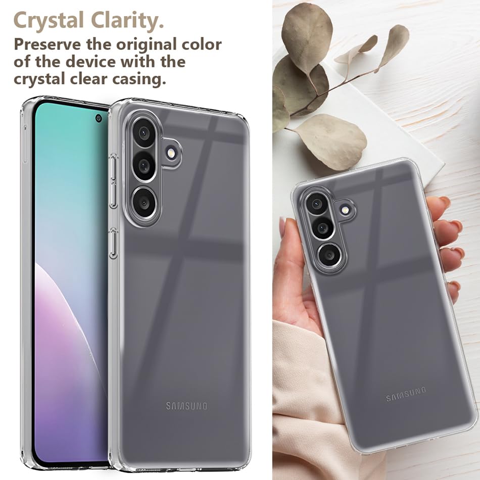 Image of Fashionury Crystal Clear Case for Samsung Galaxy M56 5G | Yellowing Resistance | Transparent TPU Silicone | Raised Camera Lips | Slim Transparent Cover