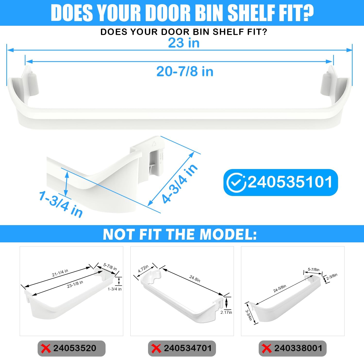 UPGRADED 240535101 Refrigerator Door Rack Replacement For Frigidaire Refrigerator Door Bar Parts,Fits Top or Bottom Position,240535101 Fridge Door Bin FRT15HB3JW3, FFTR1513LW0 Door Rack