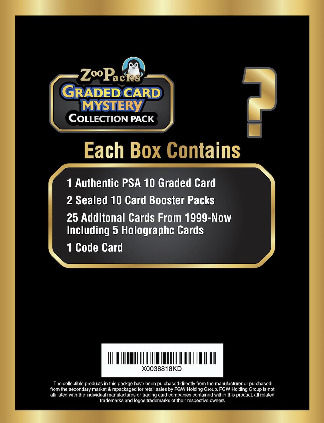 Pokemon TCG Graded Card Mystery Power Pack - Gold Edition - 1 PSA 10 Graded Card 25 Additional Cards with 5 Holofoils 1 1st Edition Stamped Card 2 Sealed Booster Packs 1 Code Card product thumbnail 3