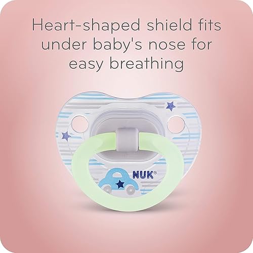 Miniatura 3 de NUK Chupete de ortodoncia para niños y niñas, 0-6 meses, paquete de 3 (estrella) (brilla en la oscuridad)