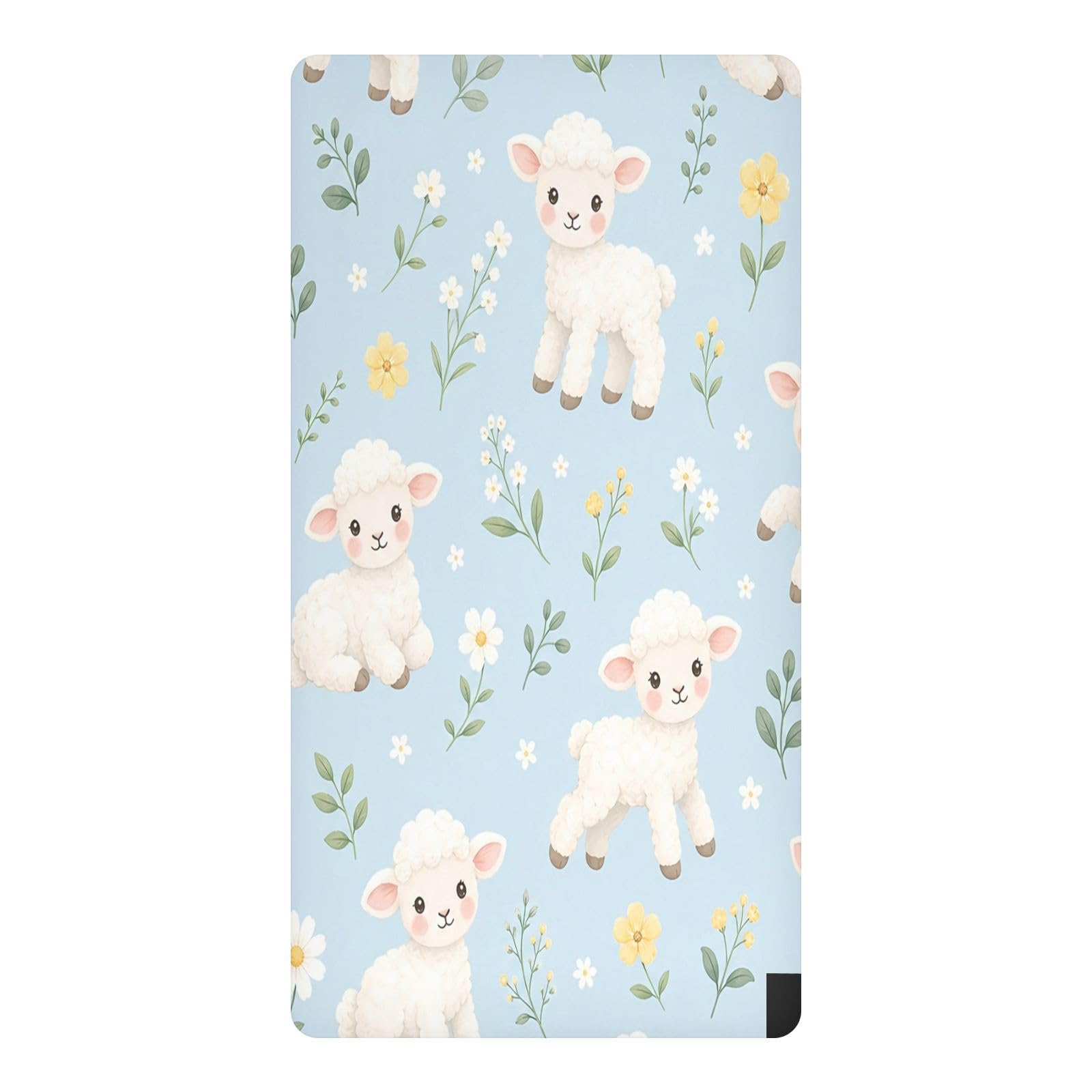 BOESI Floral Lamb Waterproof Crib Sheet,Fitted Mattress Protector