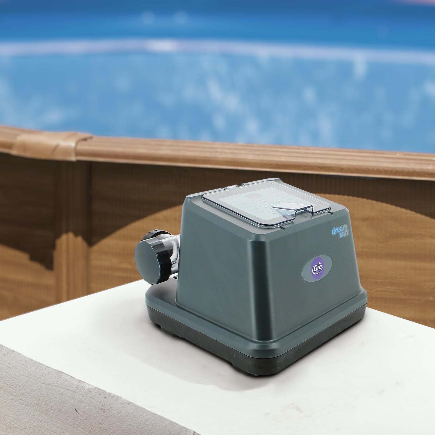 Gre GSS25 – Desinfektionssystem für Pools, Dream Salt Elektrolyse, geeignet für Aufstellpools bis 25 m³, mit integriertem LED-Display