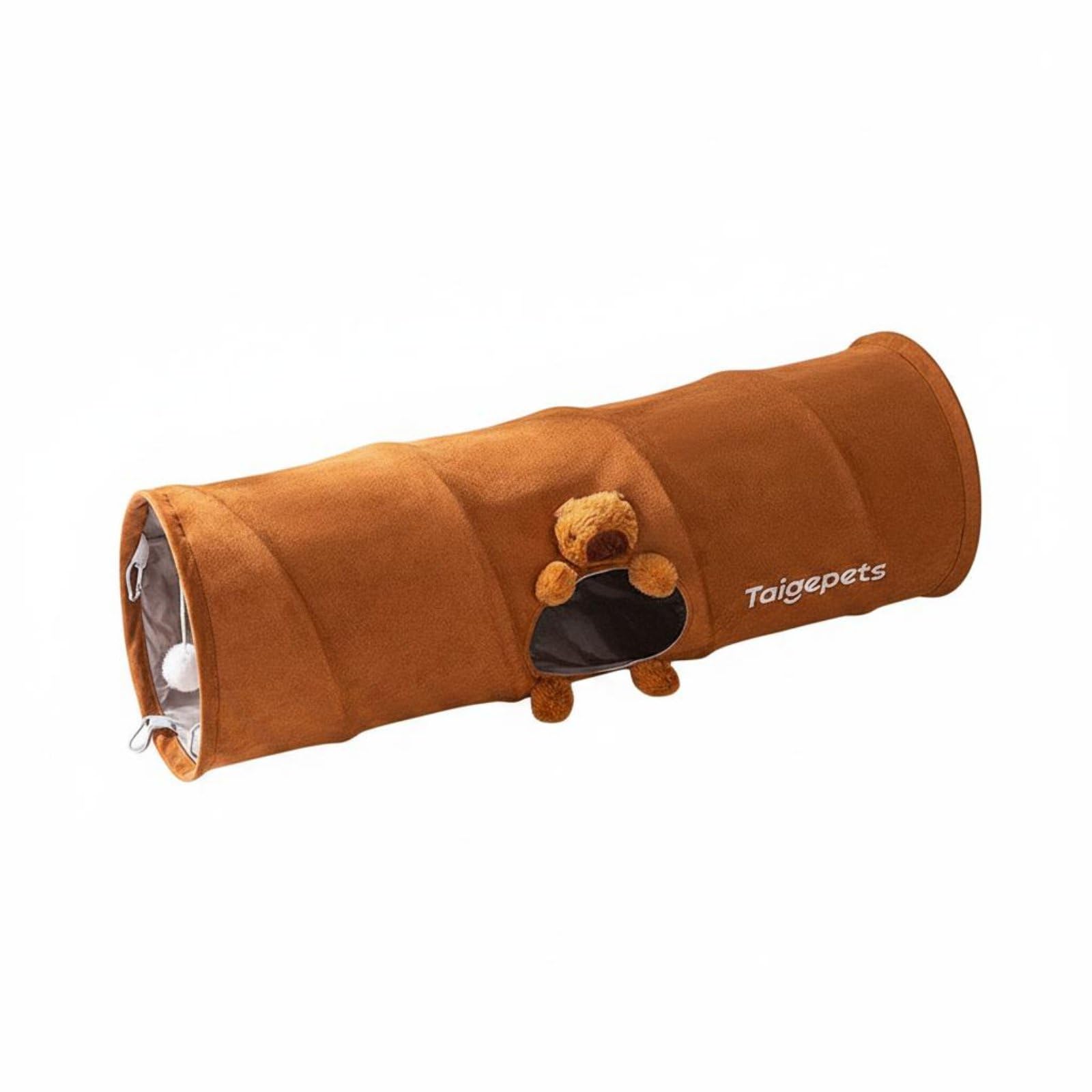 Tunnel pour Chat Tunnel de Jeu Tunnel Interactif Tunnel Pliable Doublure Confort Style Suédine Structure Stable Se Plie Rapidement Stimule Rampement, Marron, Petit 80cm