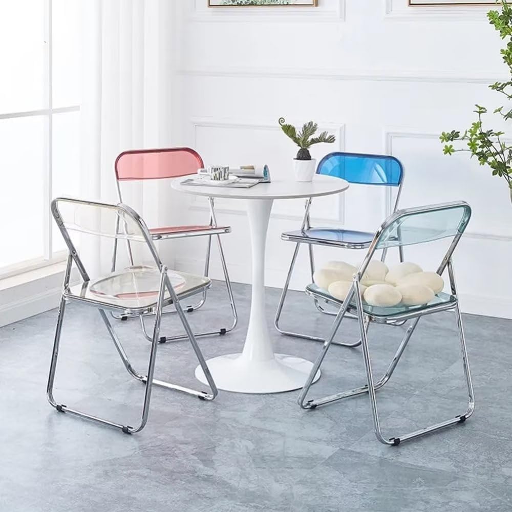 Folding chair tubular chair transparent lightweight conference chair transparent chair folding chair folding chair folding chair chair back fashion folding chair conference chair dining chair office