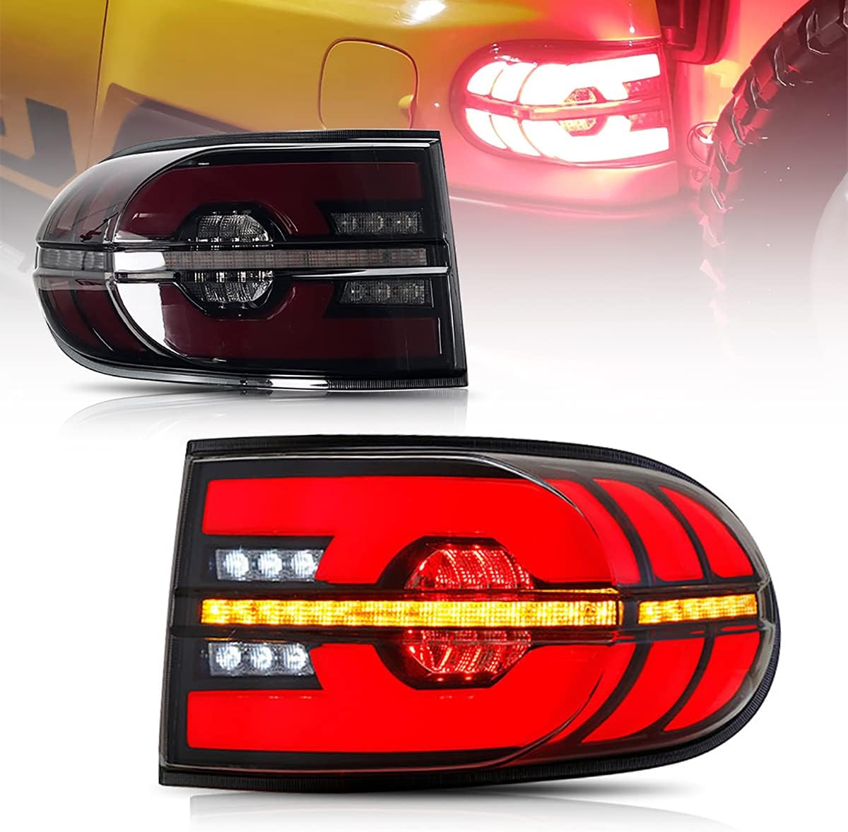 T T-ABC Mods Tail Lights for Toyota FJ cruiser 2006-2020 LED Taillights Assembly Modified Lamp (SMOKE)