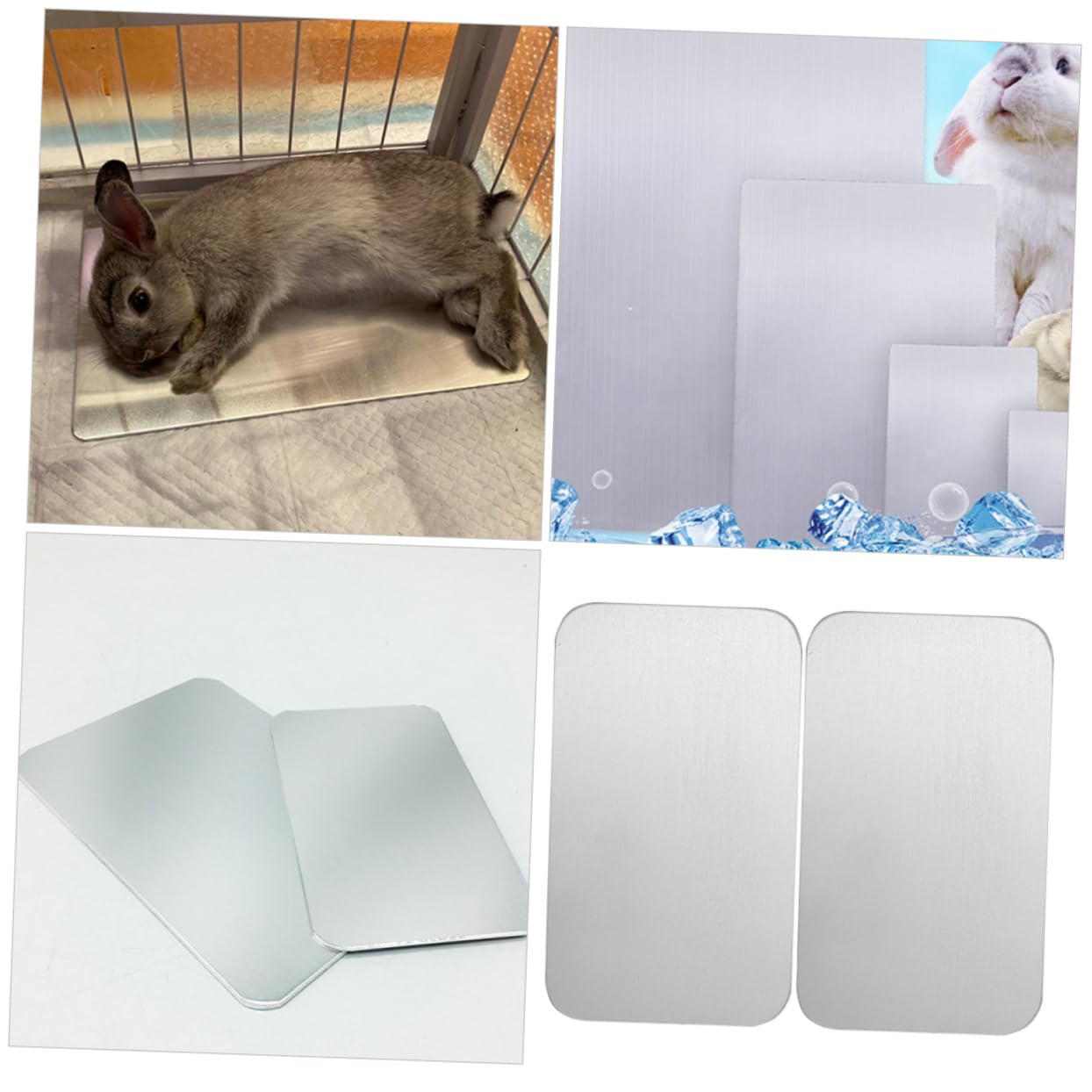 Tappetino refrigerante per conigli, in alluminio robusto, durevole, per l'estate, ecologico, facile da pulire, per gabbie di piccoli animali e criceti, 2 pezzi