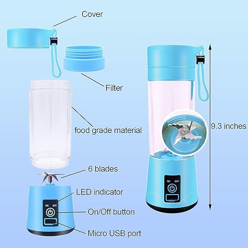 Miniatura 6 de Licuadora portátil para batidos y batidos, licuadora personal, tapa de viaje para cocina, oficina, gimnasio y viajes, licuadoras de tamaño personal