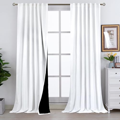BGment Cortinas opacas completas con forro de aislamiento térmico, 108 pulgadas de largo, bolsillo para barra y pestaña trasera, cortinas de