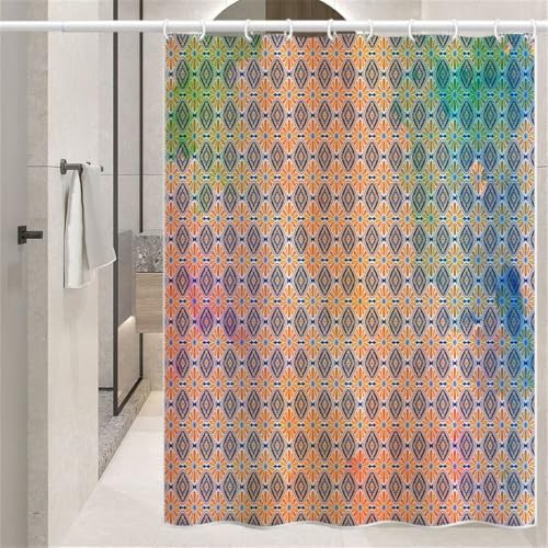 Rideau de douche imperméable en tissu polyester lavable orange 200 x 240 cm - 5