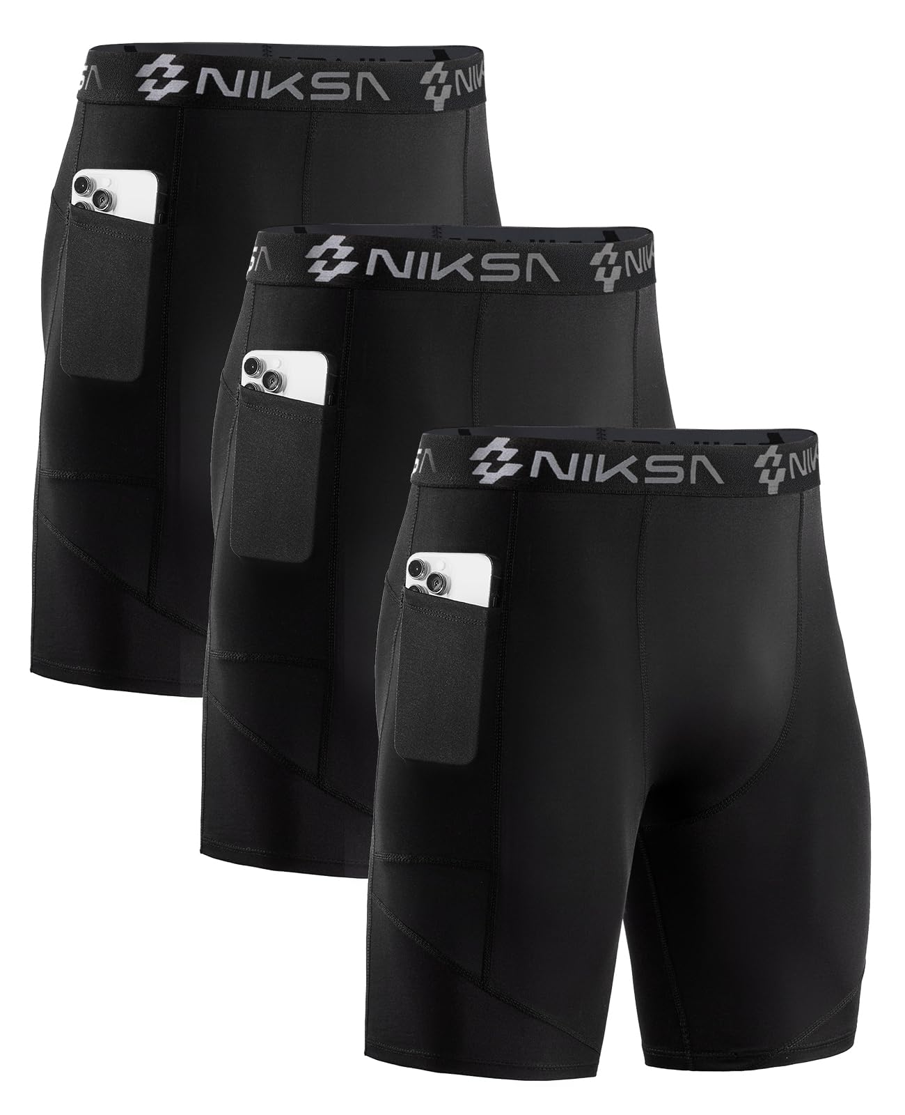 Niksa Mens Compression Shorts with Pocket