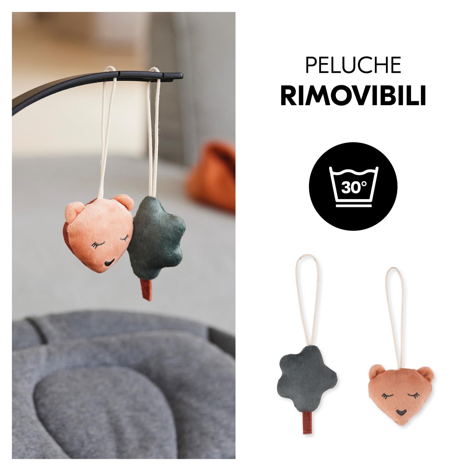hauck Arco Giochi Neonato, Orso - Compatibile Solo con Sdraietta Highchair Bouncer (Non Adatto ad Altri Modelli) - Con Sonagli e Squeak - Facile da Fissare - Ruotevole
