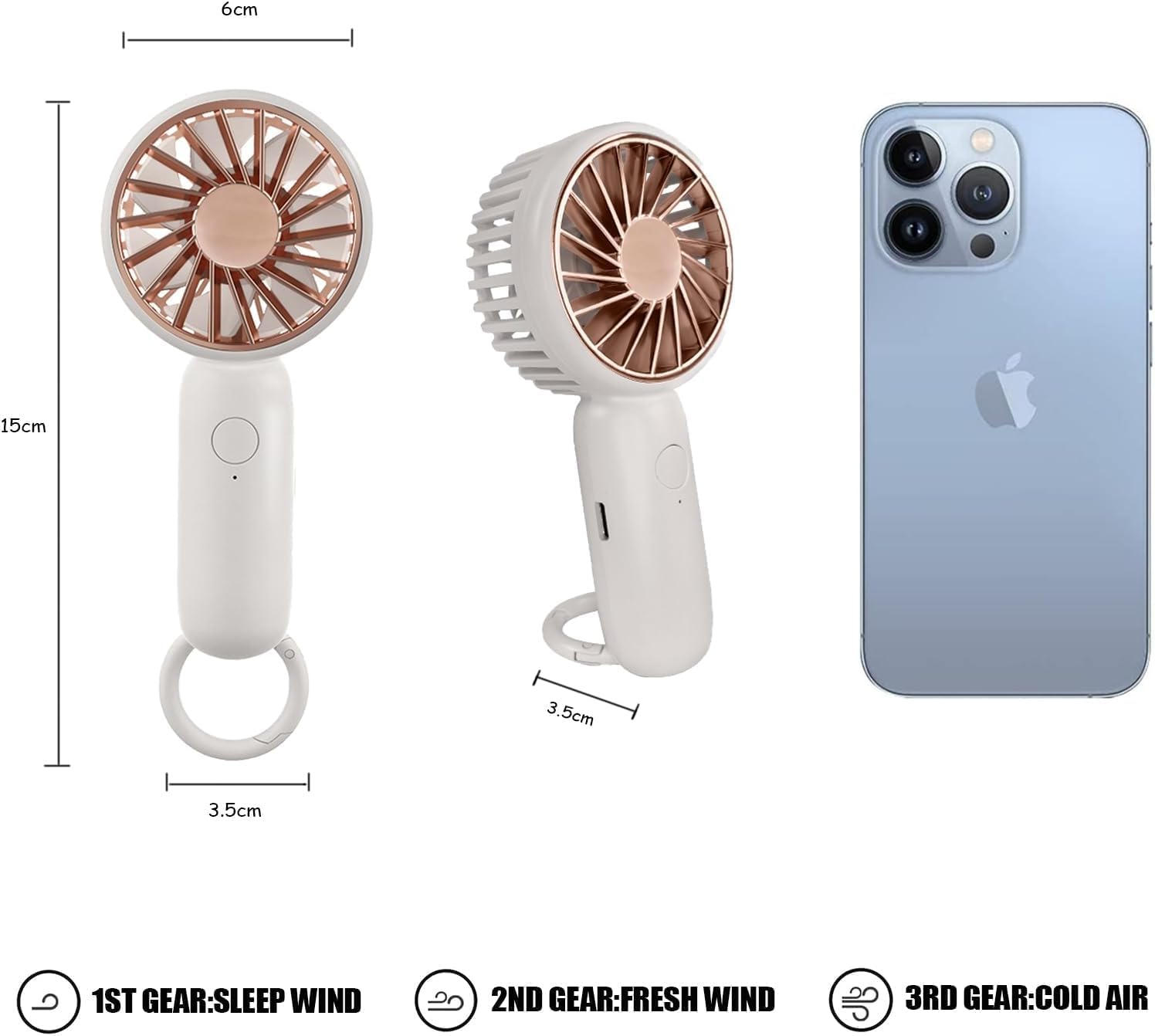 Dimensions of the Jsdoin Mini Handheld Fan