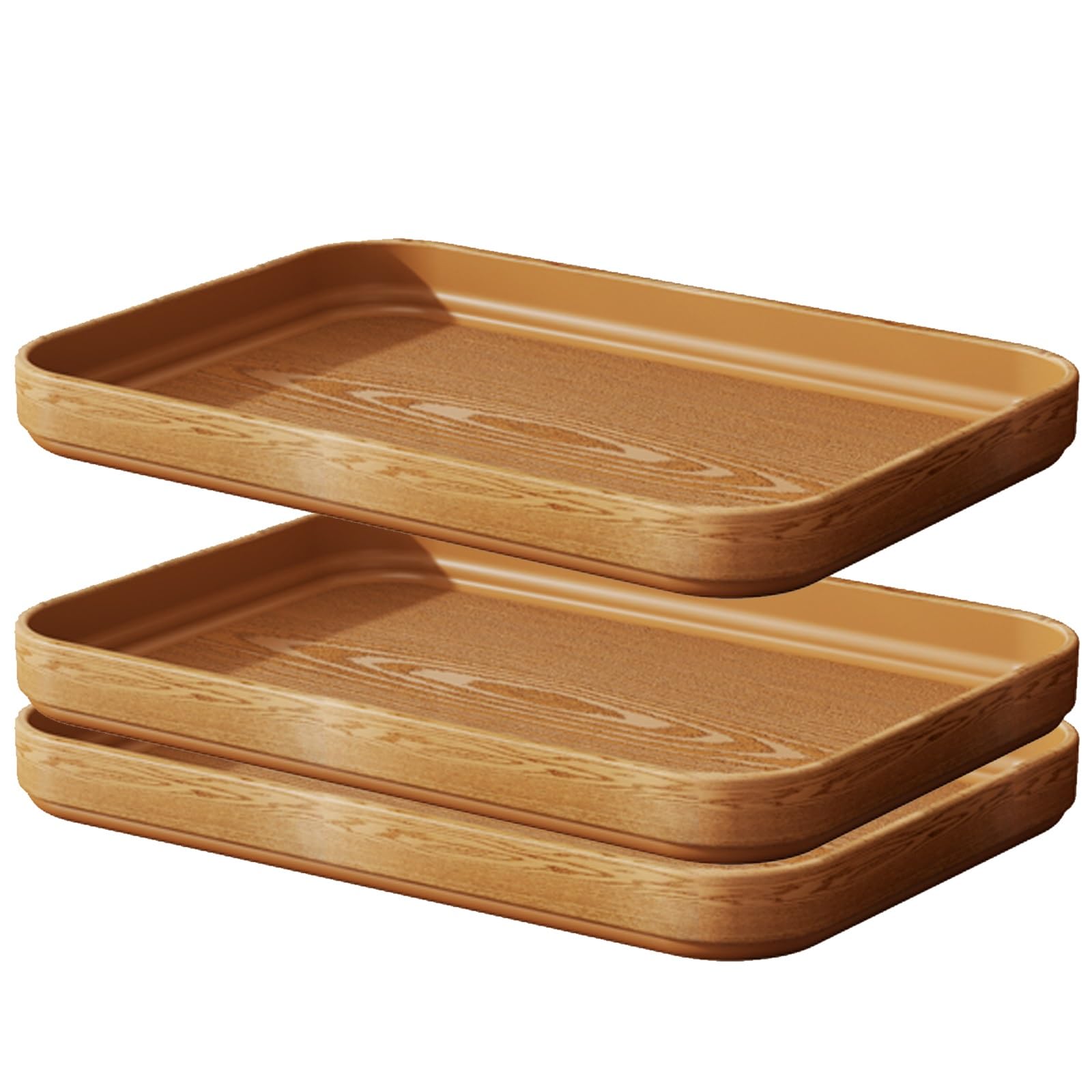 Paquete de 3 bandejas decorativas de plástico para almacenamiento de hogar, ideal para cocinas y cafeterías, color amarillo, 22 x 32 x 3 cm, decoración versátil y elegante