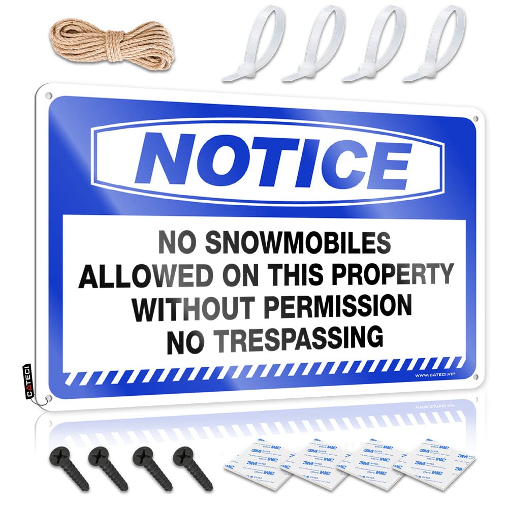 Retro Wall Art Accessory Nostalgic Notice No Snowmobiles Allowed On This Property For Premises - Large Customizable(20X30CM)