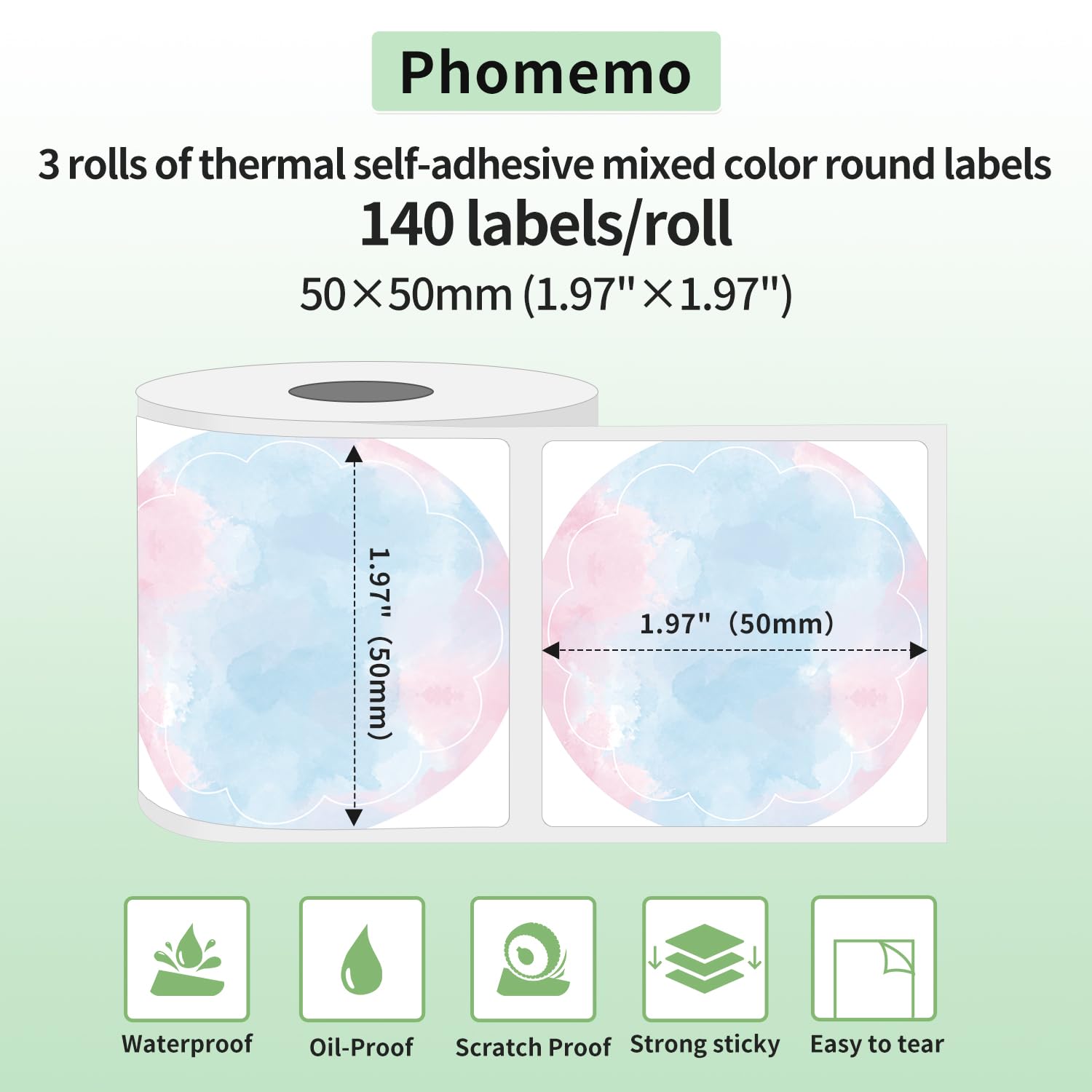 Phomemo Holographic Silver Thermal Runde Etiketten für Phomemo M220