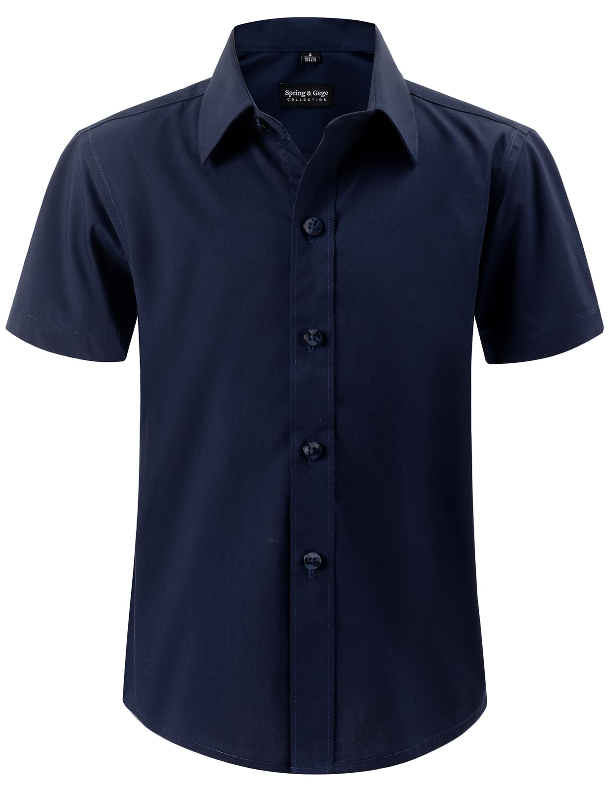 Spring&Gege Camicia a maniche corte per bambini, antimacchia, facile da stirare, con bottoni, uniforme scolastica