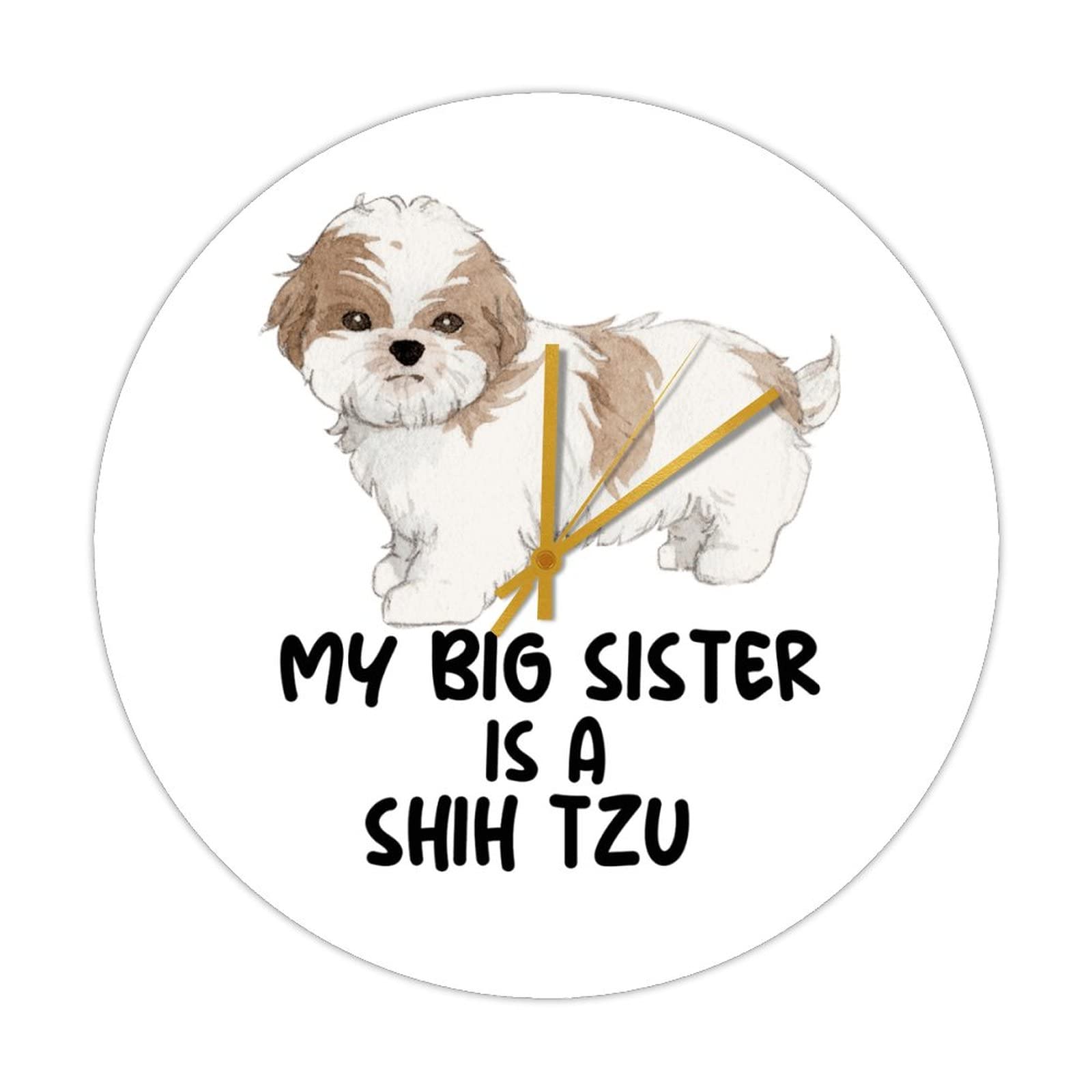 Horloge Shih Tzu en bois de 38 cm pour decoration de maison
