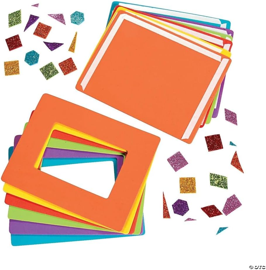 Fun Express Mosaic Picture Frame Magnets Craft Ki 6.5" x 5" - Fun Foam Frames for Kids' Crafts & Home Activities! Perfect for Creative Projects Makes 24