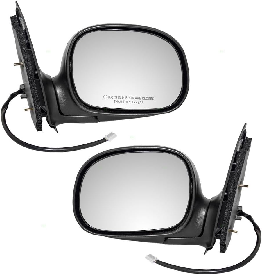 Brock Replacement Driver and Passenger Side Chrome Power Mirrors Manual Foldaway without Heat or Signal with Adapter Compatible with 1997-2003 F-150/2004 F-150 Heritage/ 1997-1999 F-250 Light Duty